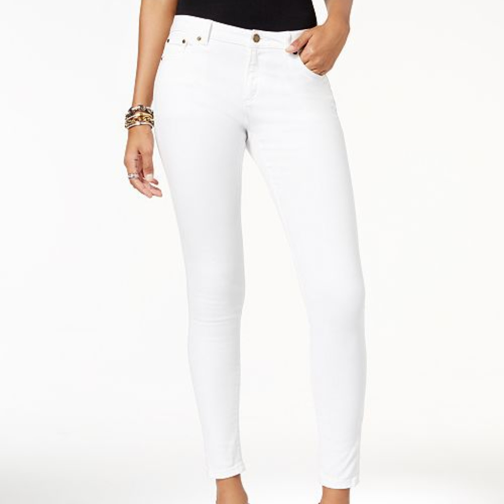 MICHAEL KORS White Skinny Jeans w/ Gold Accents